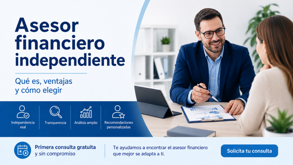 Asesor financiero independiente explicando opciones de planificación financiera a una clienta